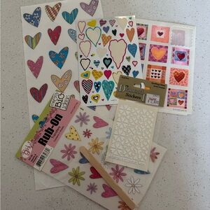 Colorful Heart and Flower Sticker Set